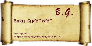 Baky Győző névjegykártya
